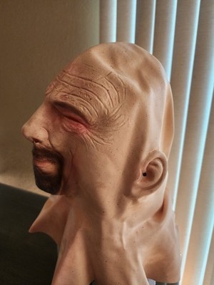 Bald white man with beard latex Prop distressed adult size Realistic Old Man
