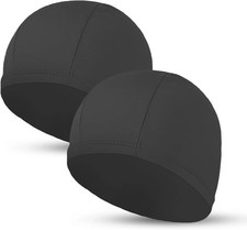 2pcs Cloth Swim Caps for Both Women Men Kids Fabric One Size, Black