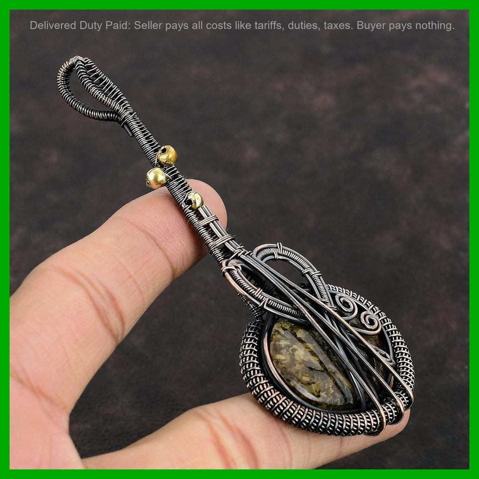 Halloween Deal Copper Bronzite Gemstone Guitar And Wire Wrapped Trendy Pendant - Image 4 of 4