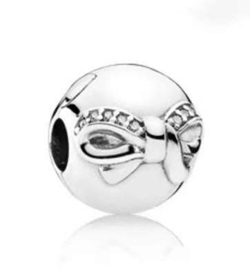 2 Authentic Pandora Dainty Bow Clip Charms 791777CZ 2015 Retired & Rare
