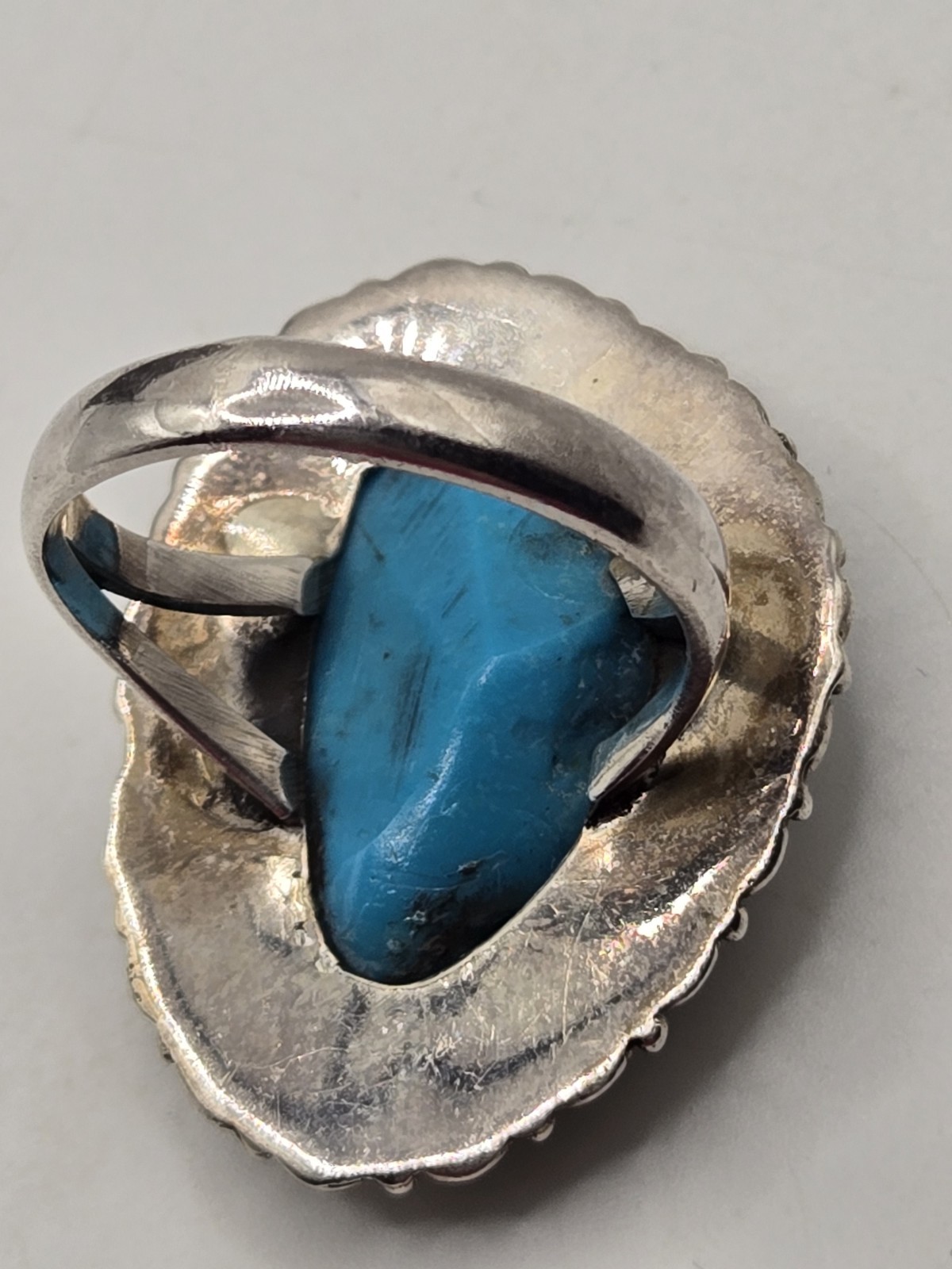 Large Sterling Silver Turquoise Statement Ring Bo… - image 8