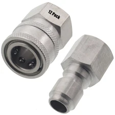 12 Erie Tools Pressure Washer 3/8" FNPT Quick Connect Stainless Socket Plug Sets