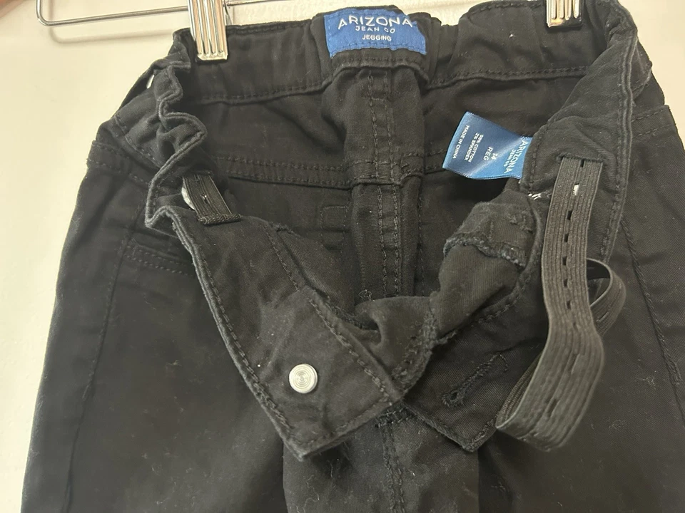 Jeggings pretos Arizona de cintura alta perna reta com cintura ajustável, tamanho 14Y - Imagem 4 de 4