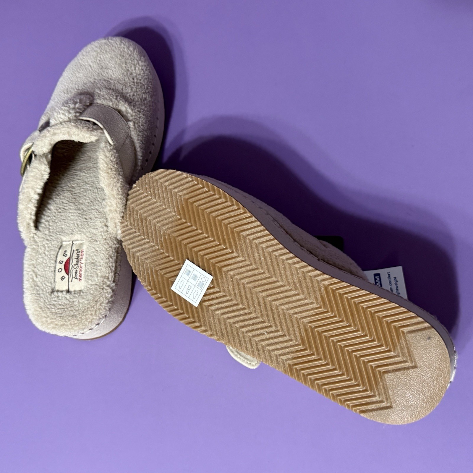 BOBS by Skechers Faux Fur Taupe Platform Slippers Vegan 114558 Women’s 8 image 10