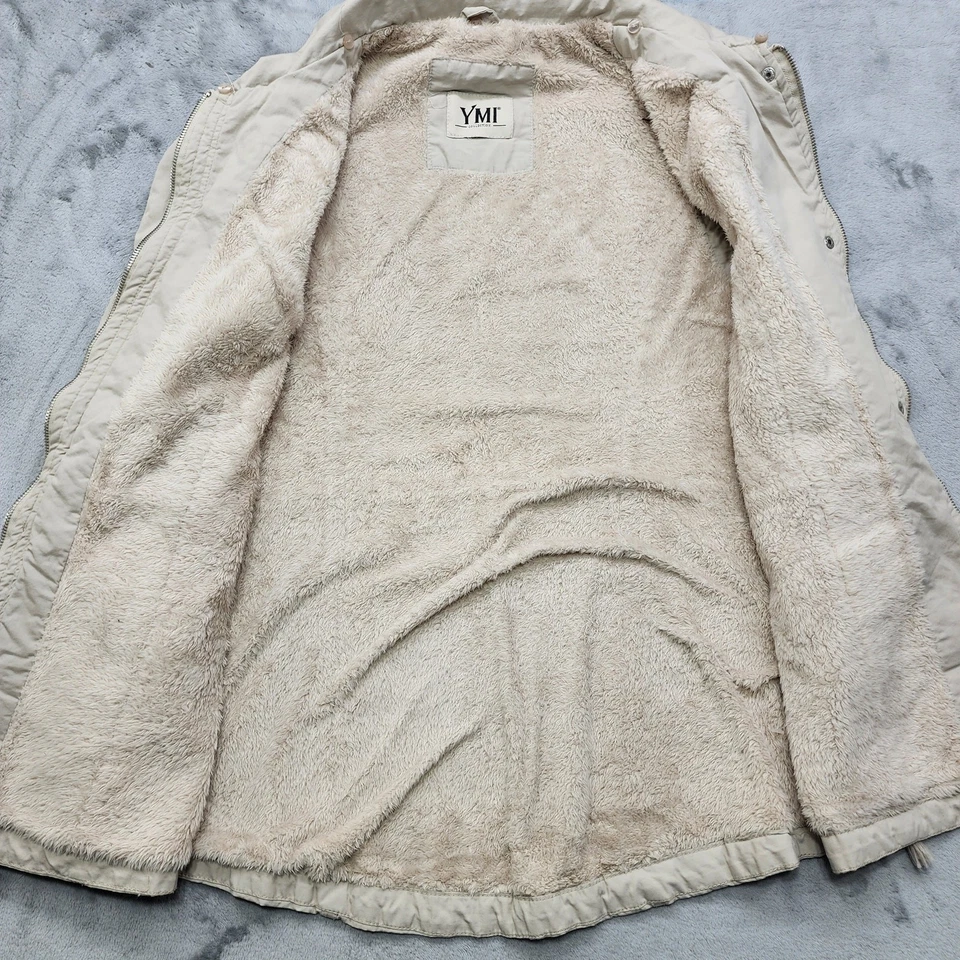 YMI Chaleco Mujer XL Beige Carga Utilidad Sin Mangas Cremallera A Presión Imitación Piel Forrada Chaqueta Foto 4 de 4