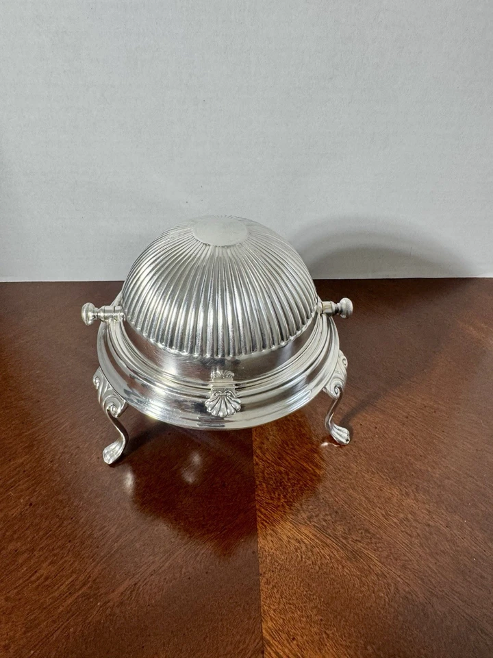 Plato de caviar mantequilla cúpula rodante vintage grande Viners Sheffield England Foto 2 de 4