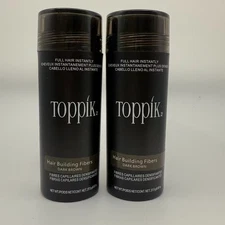 2 Packs Toppik Hair Building Fibers Medium Brown 27.5 Dark Brown Light Brown