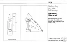 GRANT #511-22" DRAWER SLIDES, 3/4-EXTENSION, ZINC-PLATED, WITH SCREWS