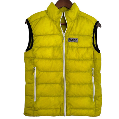 Ostrya Down Filled Puffer Vest Small S Neon Yellow Quilted Zip Up Mens Packable
