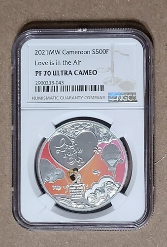 2021 CAMEROON 500 FRANCS - LOVE IS IN THE AIR - NGC PF70 UC SILVER COIN