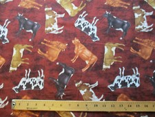 REALISTIC COWS FARM COW BROWN COLORFUL COTTON FABRIC FQ