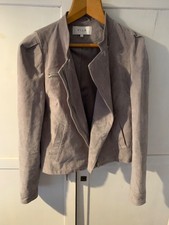 Vila Genuine Suede Leather Biker Jacket Grey Size L (uk 12-14). Barely Worn
