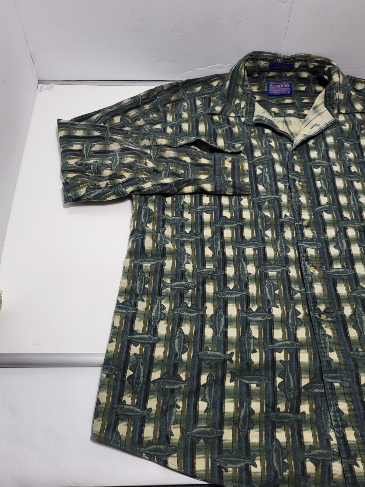 Pendleton Long Sleeve Button Down Cotton Fish Pat… - image 2