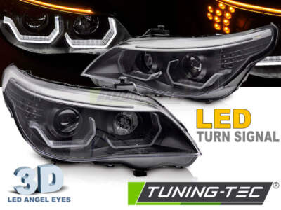 Tuning-Tec 3D LED Angel Eyes Scheinwerfer für BMW 5er E60 / E61 03-07 schwarz mi