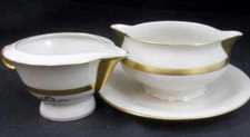 Haviland Kenmore Group of Creamer and Gravy Boat with Attached Underplate