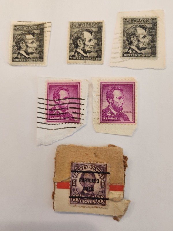 Vintage  US Stamps 4 & 3 cent Lincoln (Lot of  6) Sold As Is