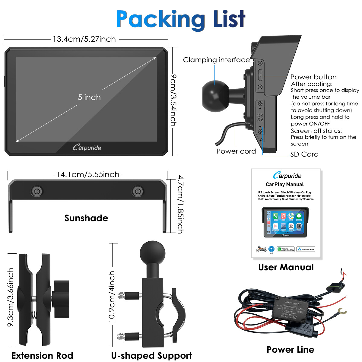 Carpuride W502 Wireless Carplay Android Auto Waterproof