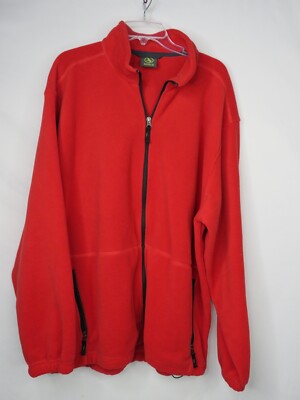 AIGLE SOLID RED COLLARED ZIP POCKET FULL ZIP FLEECE POLARTEC JACKET SZ XXL #X91