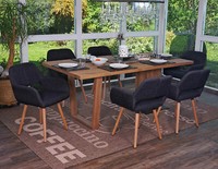 6Er-Set Esszimmerstuhl HWC-A50 Ii, Stuhl Retro 50Er Jahre, Textil, Dunkelgrau