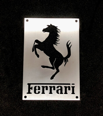 Ferrari tanzendes Pferd Wandschild Metall polierter Schuppen für Männer Höhle Bar Club