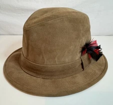 Capas Headwear NYC Men’s Classic Hat Fedora Feather Size 7 1/4 Vintage Brown