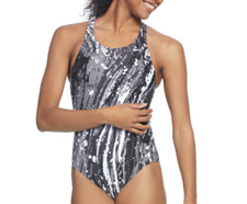 Nike Black/Multi Splash Fast Back One-Piece Women's Size 12 L134042