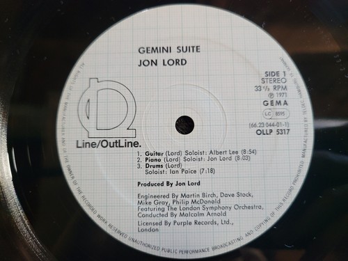 JON LORD GEMINI SUITE IMPORT GERMANY LINE OUTLINE DEEP PURPLE ALBERT LEE - Picture 3 of 4