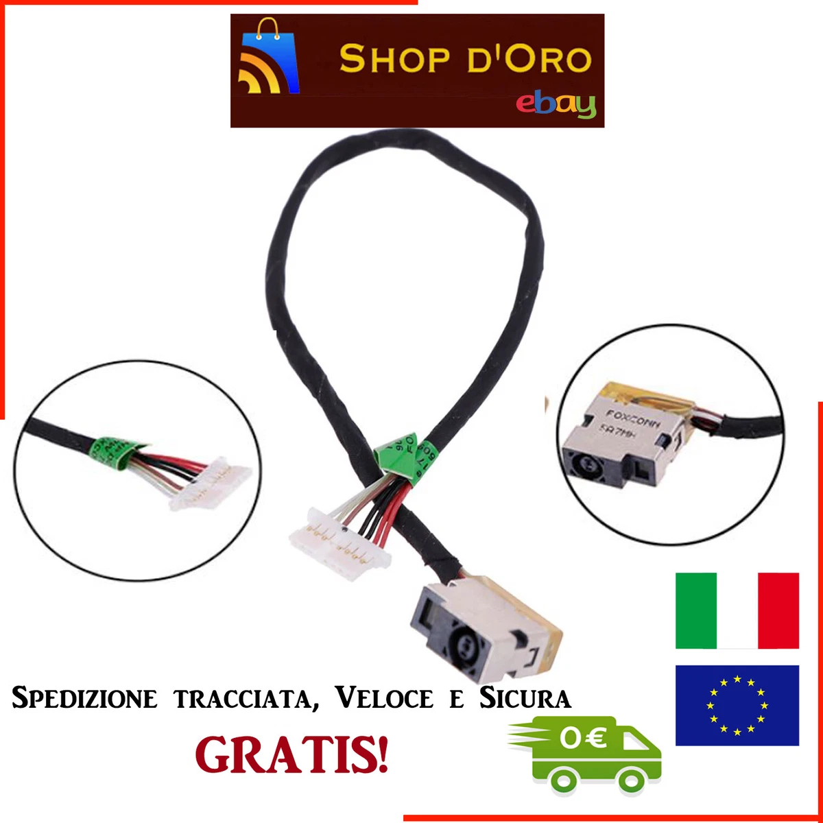 CONNETTORE ALIMENTAZIONE + CAVO/DC JACK HP PAVILION 15-AB046NA 799749