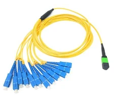 Singlemode MPO Female APC-12 x SC-UPC Simplex Breakout Cable, 5M