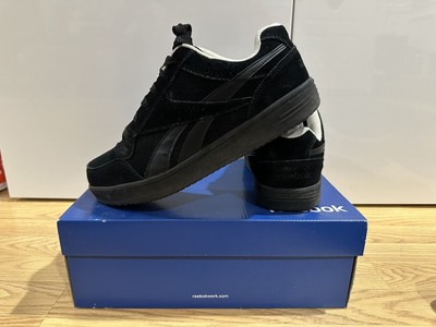 Reebok Mens 9.5 Black Suede Classic Skateboard Oxford Soyay Steel Toe