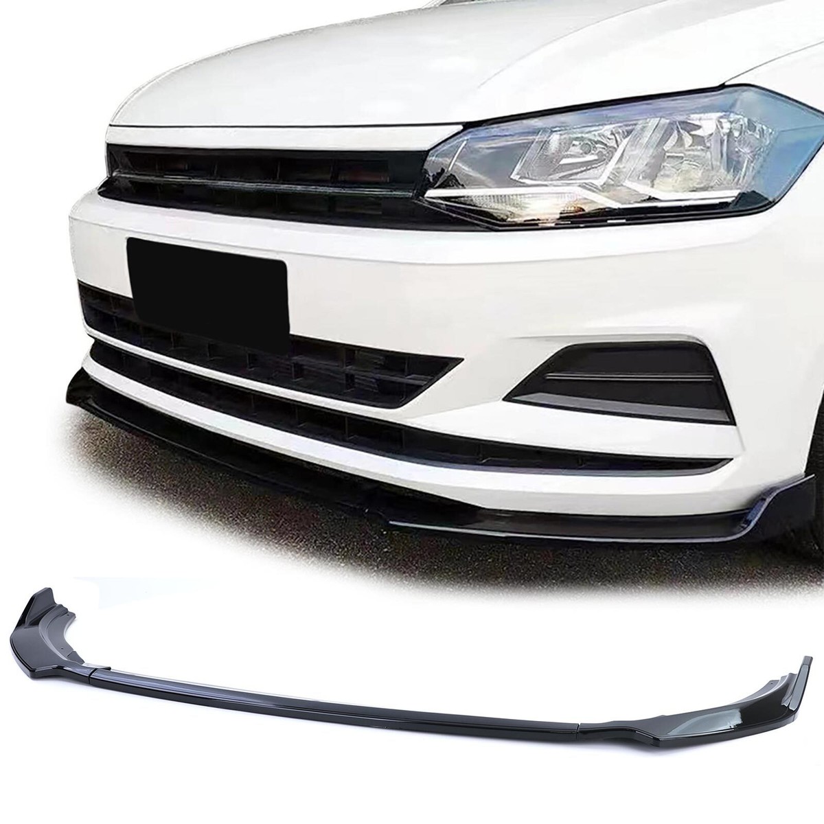 Spoiler Avant Lèvre Noir Brillant pour VW Polo VI 2G Aw à Partir