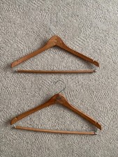 Lot of 2 - Vintage HELMSEY HOTELS NYC Wooden Suit Hangers with Trouser Rod