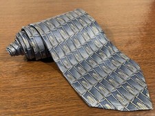 Pierre Cardin Tie - All Silk - Made in the USA - Geometric - Blue
