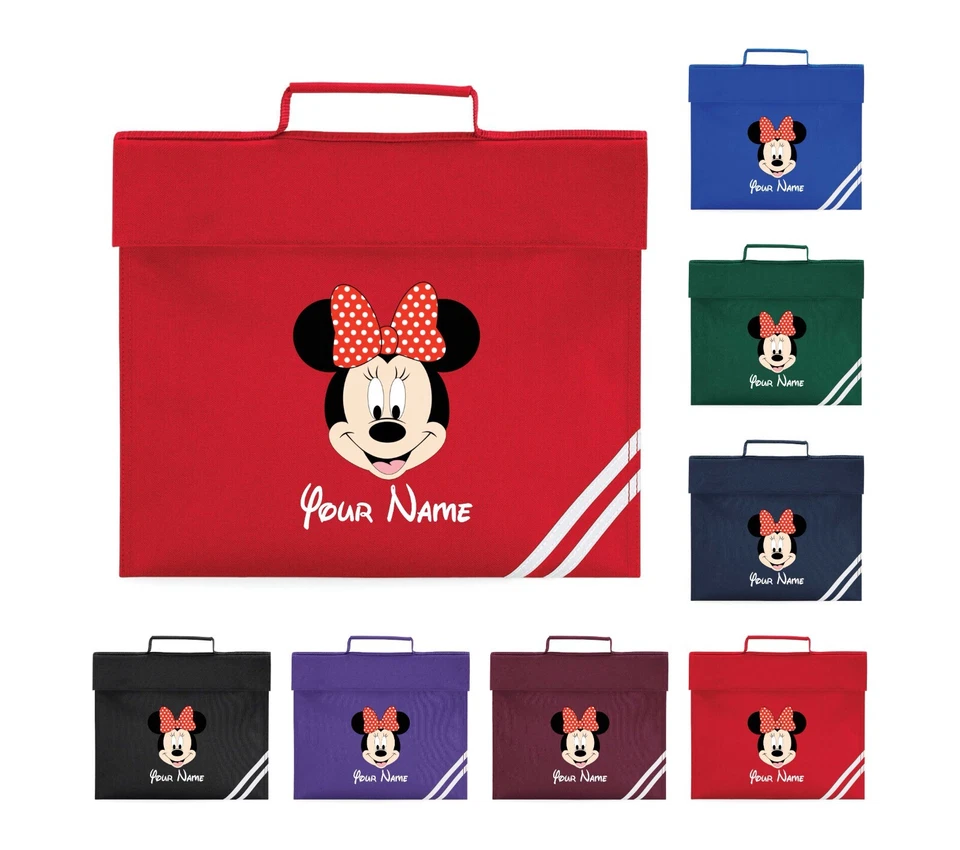 Personalised Name Minnie Mouse Book Bag Back To School Paddle Handle PE Kit Bag