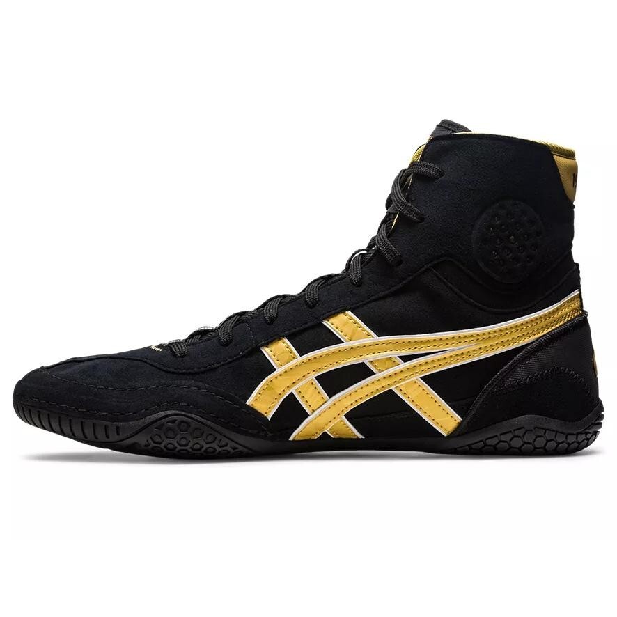 Asics Dan Gable Evo 3 Black Rich Gold Wrestling Shoes 1081A052 001 2E
