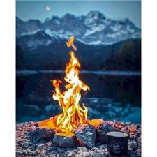 Paint By Numbers Adults kids Fire Beside River DIY Painting Kit 40x50CM Canvas