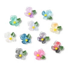 100x Resin Transparent Cabochons Flower for Earrings Necklace Jewelry Making DIY