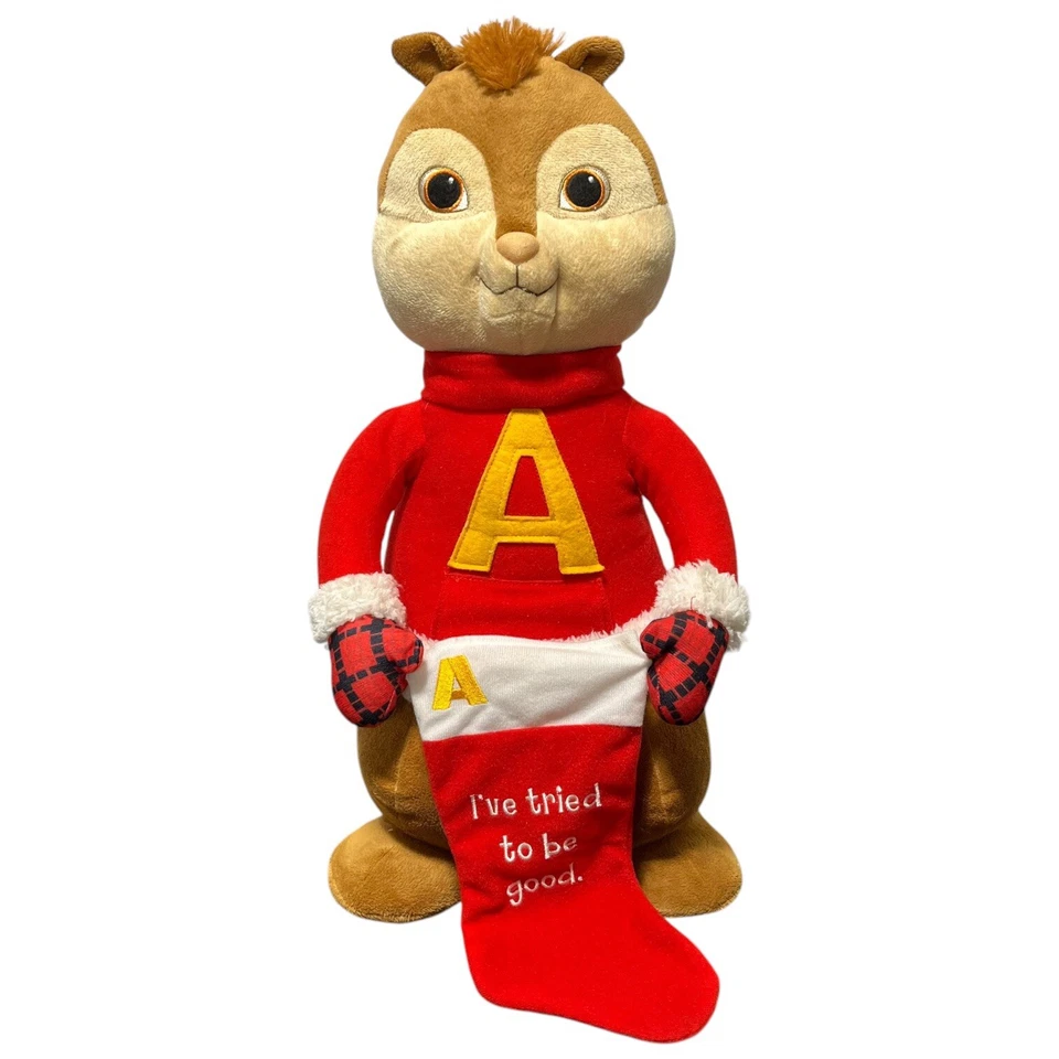Alvin & Chipmunks 20" Christmas Standing Plush Stocking “Tried To Be Good” w DVD - Image 2 of 4
