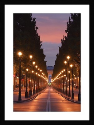 Serene Paris Skyline Framed Wall Art Poster Canvas Print Picture