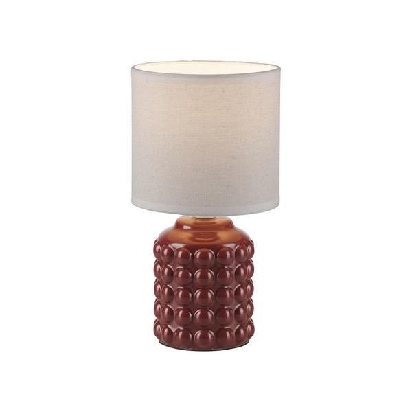 Tischleuchte Stoffschirm Beige Weiß E14 H=26Cm Schnurschalter Tischlampe Klein-image