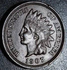 1907 INDIAN HEAD CENT - With LIBERTY & Near 4 DIAMONDS - AU UNC
