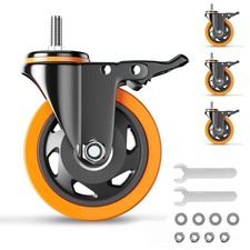 3 Inch Caster Wheels 2200Lbs, Threaded Stem Casters Set of 4 Heavy Duty, 1/2"-13