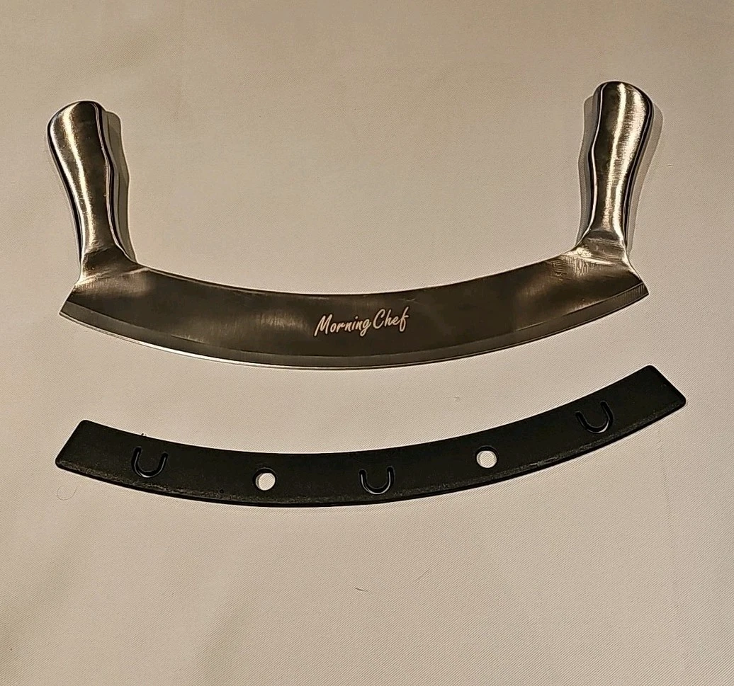 12 inch Stainless Steel Mezzaluna Knife | Pizza Cutter Chopper Dicer Mincer F/sh