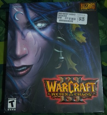WarCraft III: Reign of Chaos (PC, 2002) Night Elf Cover Big Box CIB Blizzard