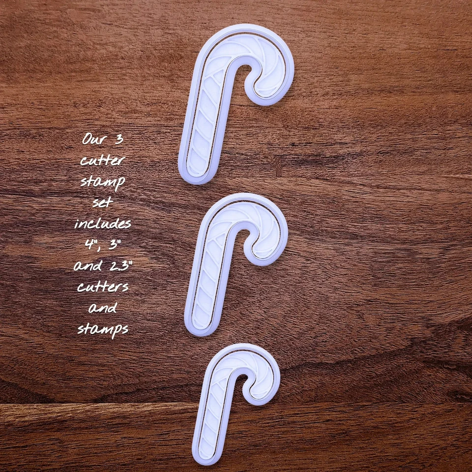 Juego de cortador de galletas y sello de Navidad con bastón de caramelo - Molde de fondant para hornear vacaciones Foto 4 de 4