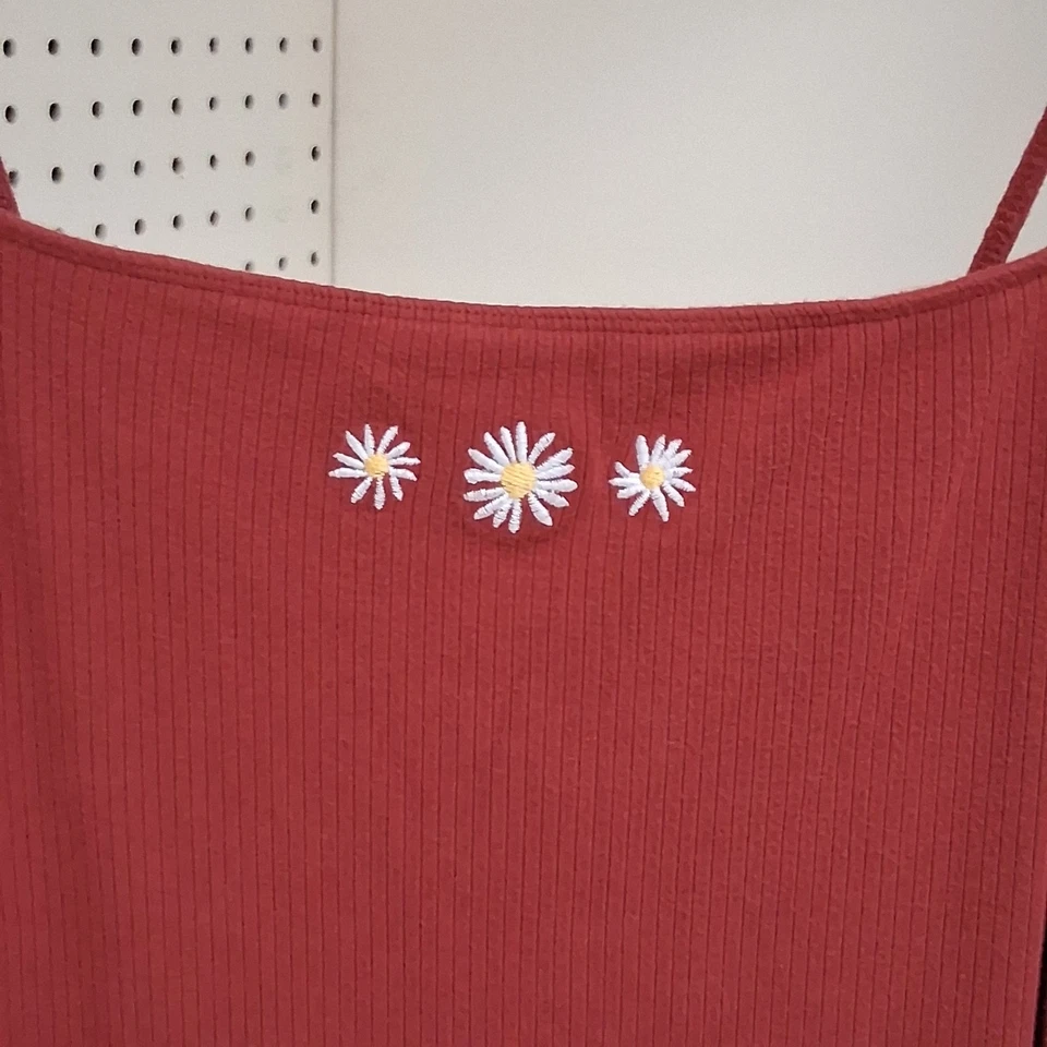 Mini Vestido Y2K Hollister Rojo Terracota Bordado Tejido Cami Talla L Cottagecore Foto 3 de 4