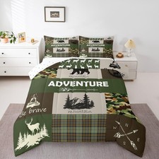Bear Deer Comforter Set Full Size Wild Animal Comforter for Boys Teens Rustic...