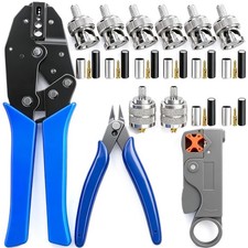 Coaxial Cable Tool Kit,BNC Crimp Tool with 8PCS BNC/UHF Crimp Male Connectors...