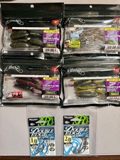 NORIES F-ESCAPE FLAG TWIN Soft Worm Set of 4 with RYUGI Hooks