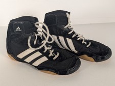 Adidas Pretereo Black White Lace Up Wrestling Boxing Shoes 145949 Youth Size 2